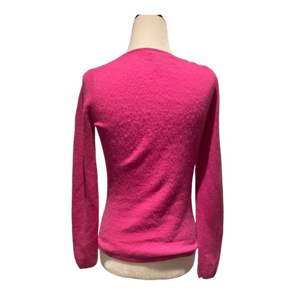 CASHMERE Togo hot pink v-neck sweater. Sz S - Picture 2 of 7